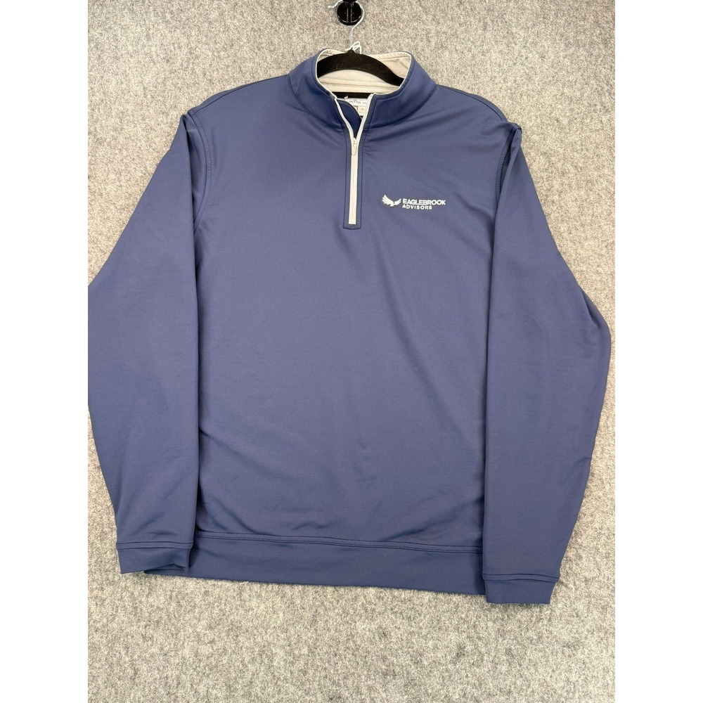 Peter Millar Mens Crown Sport Navy Eaglebrook Advisors Quarter Zip Pullover M